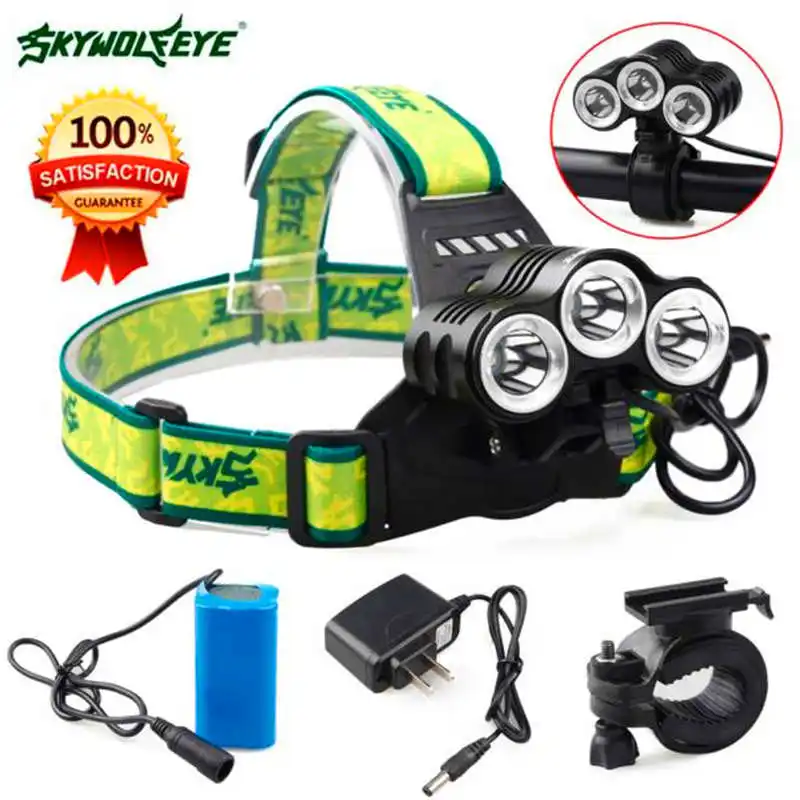 

Rehargeable 12000 Lm 3 x XML T6 LED Bicycle Head Light 18650 Torch lanterna led t6 powerful led flashlight #4S5
