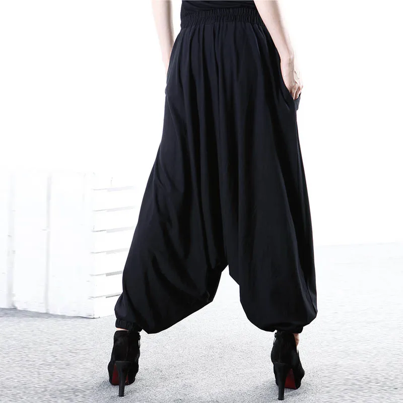 ZANZEA Модные женские эластичные свободные брюки Harlan с карманами на молнии в стиле ретро мешковатые брюки с заниженным шаговым швом плюс длинные широкие брюки