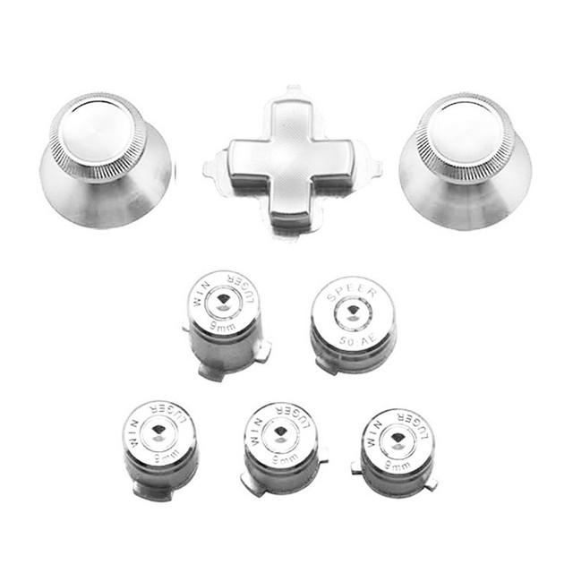 Metal Thumbstick Joystick Analog Cap Bullet ABXY Guide Button D-Pad Dpad Buttons for Xbox one Controller Replacement