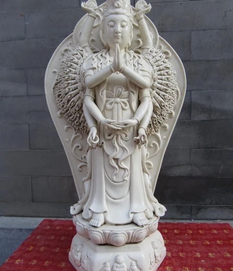 

21"China white porcelain 1000 Hands Arm Kwan-Yin Buddha Statue