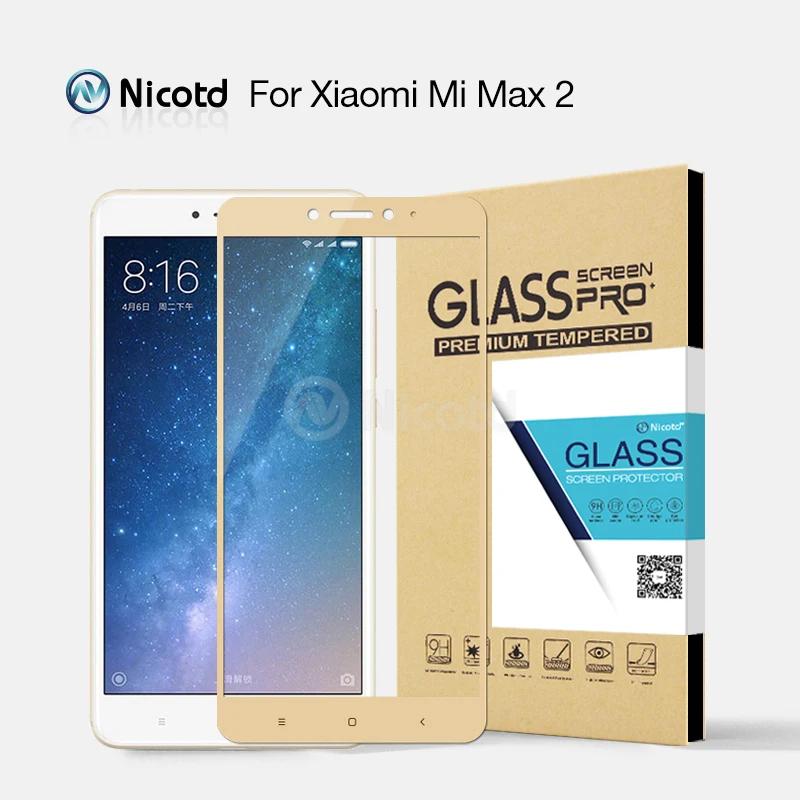 Защитное стекло Nicotd для XiaoMi Mi Max 2 цветное закаленное с полным покрытием MAX MAX2