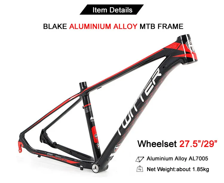 Clearance Twitter Blake AL7005 MTB Frame 27.5 29er XC Lever For Mountain Bicycle Smooth Welds Reflective Decals Internal Cable New Coming 6