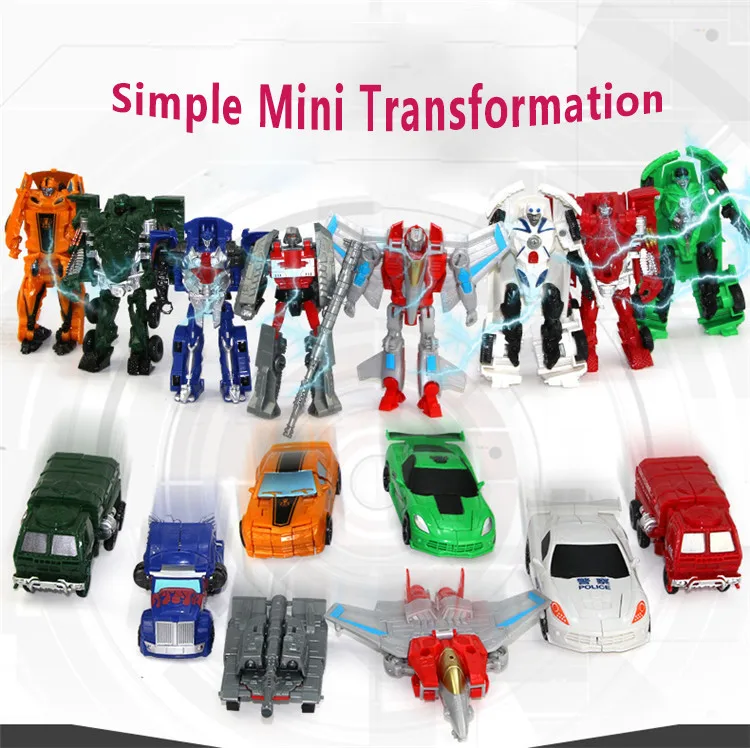 

TOP HOT!! 10cm NEW Arrival Mini Classic Transformation Plastic Robot Cars Action Toy Figures Kids Education Toy Gifts Colorful