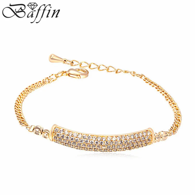 

Fashion AAA Cubic Zirconia Bar Pulseiras Gold Color Hand Chain Bracelets Bangle Bijoux for Women