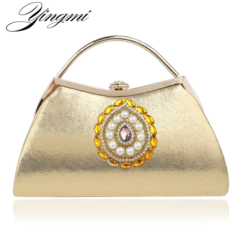 

Bucket esign Women Evening Bag Mixed 5 Color Handle With Diamonds Beaded Evening Bag Purse Day Clutches Wallets