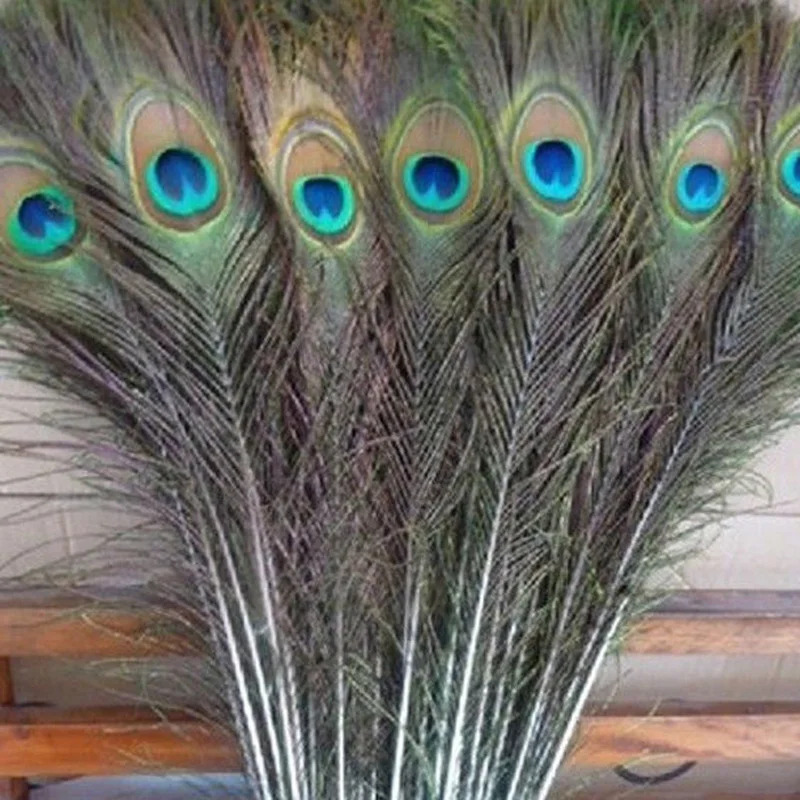 Party Decoration Pack of 30 Happy Feather 10-12 inch Big Eye Peacock Feathers for DIY Craft Wedding 