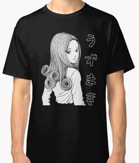 Хлопок короткий рукав Узумаки Кири госима черная рубашка Uzumaki Junji Ito японский ужас манга Мужская футболка - Цвет: 1