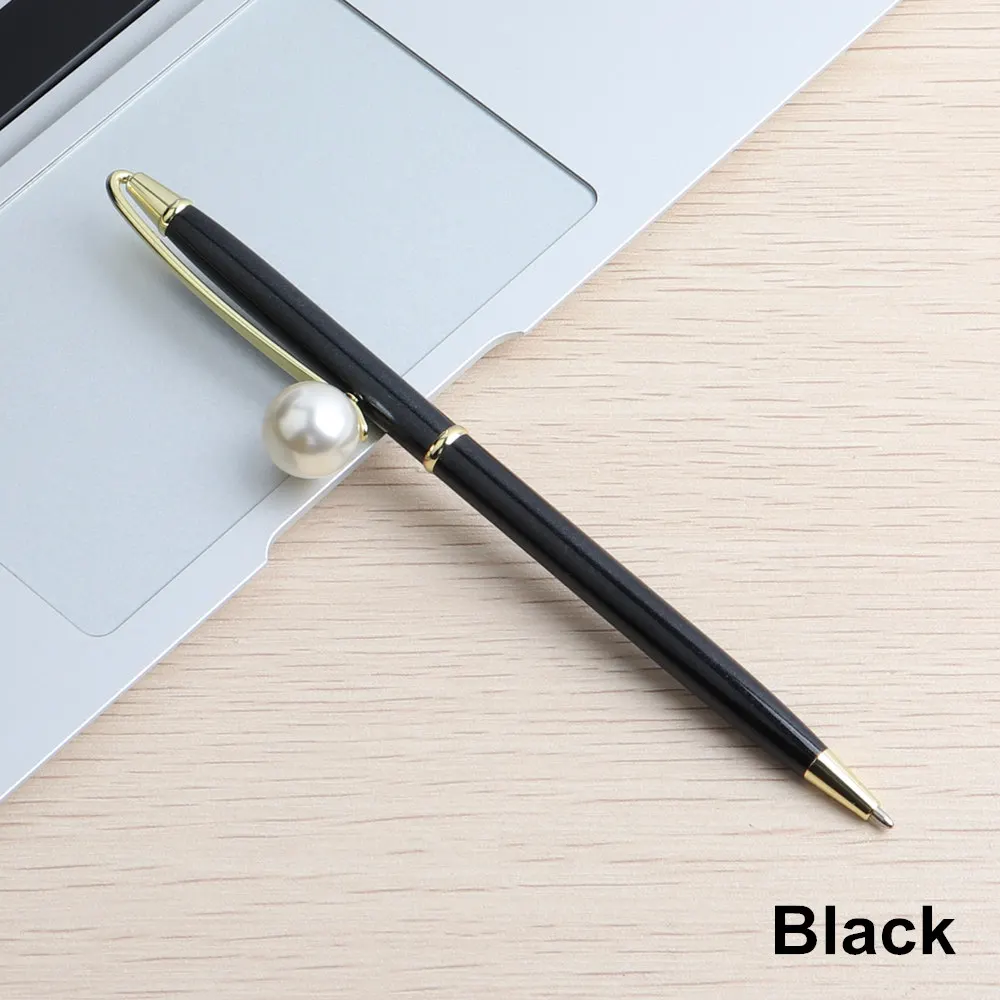 1 шт GENKKY Kawaii цветные перламутровые металлические шариковые ручки Шариковая ручка подарок шариковые ручки школьные принадлежности Boligrafos вращающиеся ручки - Цвет: Black