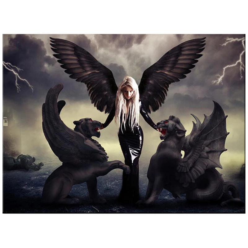 

Diamond Embroidery Angel Demon Dragons Diamond Pattern 5D DIY Paintings 5D Cross Stitch Mosaic Stickers Decor