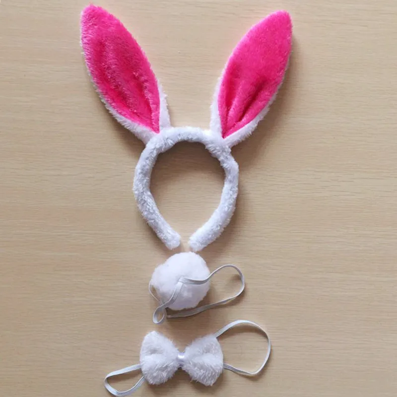 Children Adult Bunny Ear Headband Set Black Pink White Blue Fancy Dress Costume Hen Party Big Rabbit Ear Hairbands Headwear Tail