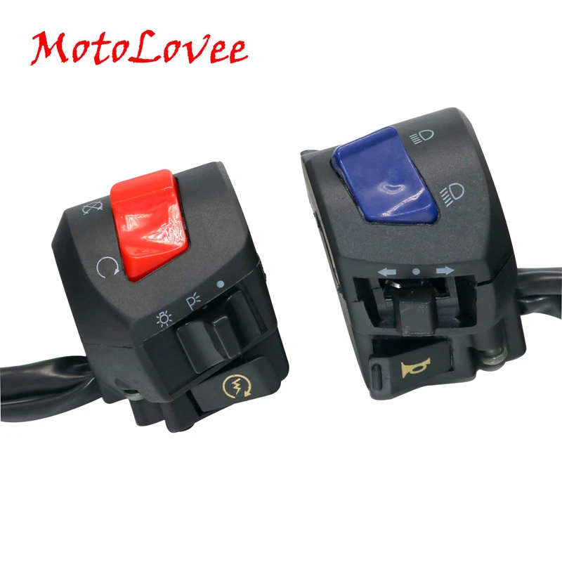 

MotoLovee Motorcycle Handlebar Left Right Switches Turn Signal Headlight Fog Light Electric Start Handlebar Controller Switches