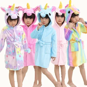 

Retail Baby Animal Bathrobe For Boys Girls Home Clothes Unicorn Pattern Hooded Towel Beach Kids Sleepwear Children Clothes YUPAO