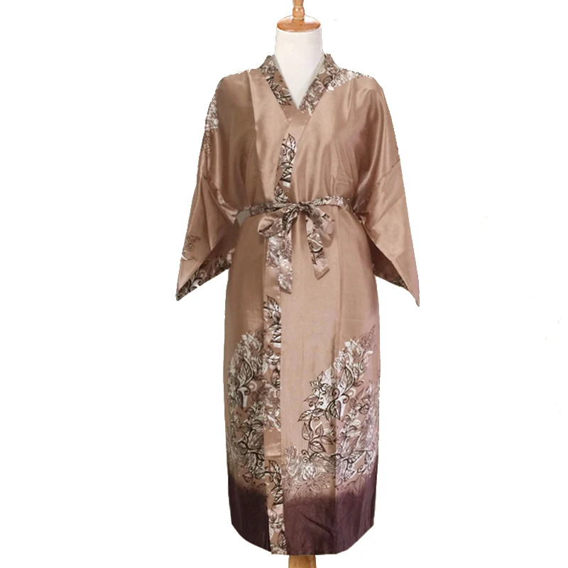 Оптовая продажа китайских Для мужчин Satin Robe платье Новинка печати кимоно халат гейши Свободный Повседневный пижамы Новинка Домашняя