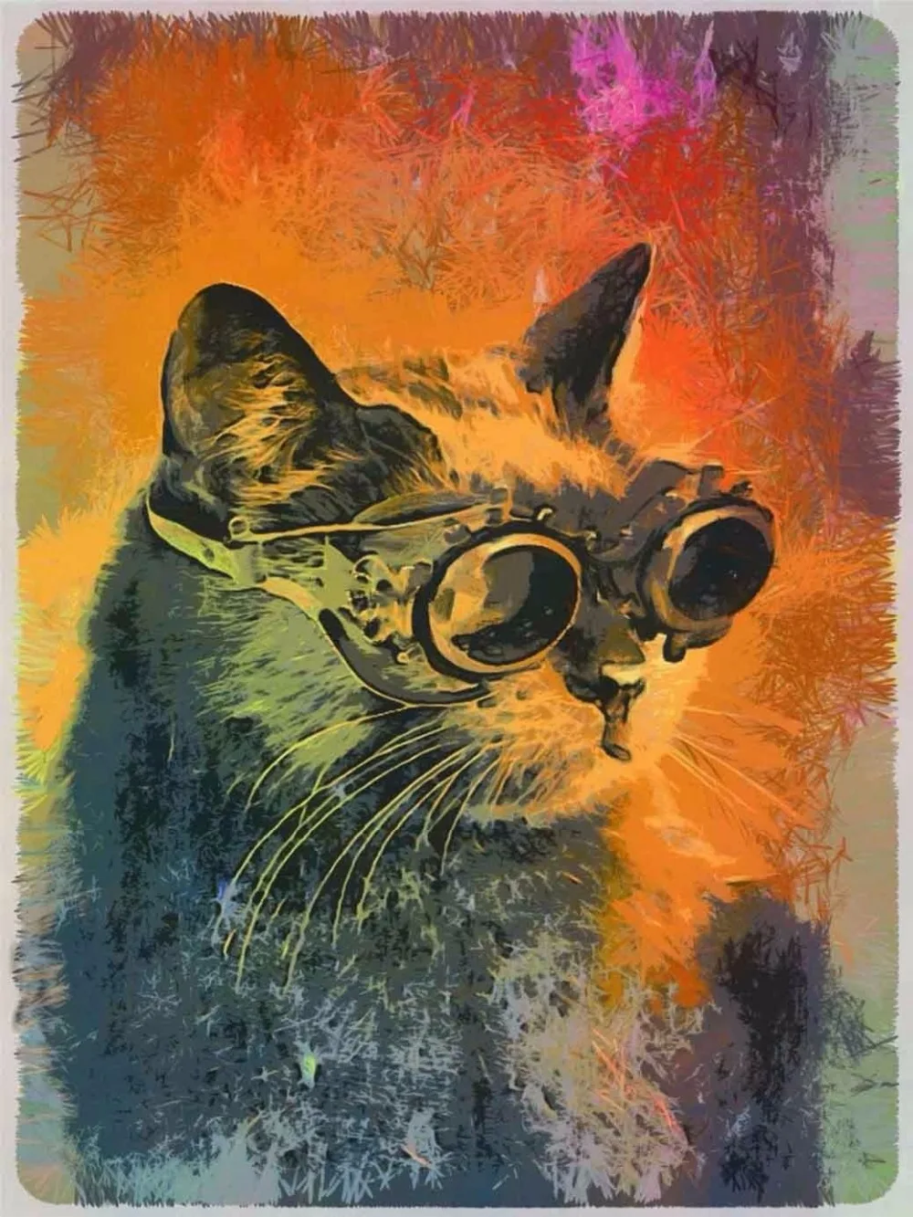 Home Decor Cat on romantic date-Silk Art Poster Wall Sicker Decoration Gift