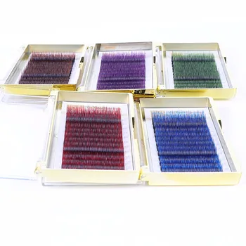 

5 pieces/lot 0.07 & 0.15 Gradient Colorful Individual Eyelash Extensions purple/blue/red/green/brown/pink Party Makeup Lash