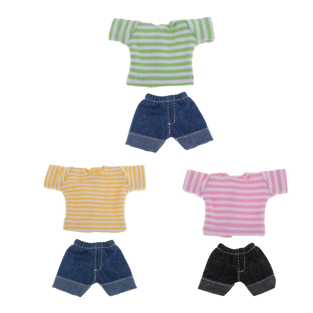 Adorable Two-piece Outfits Denim Shorts And Top For OB11 Mini Dolls