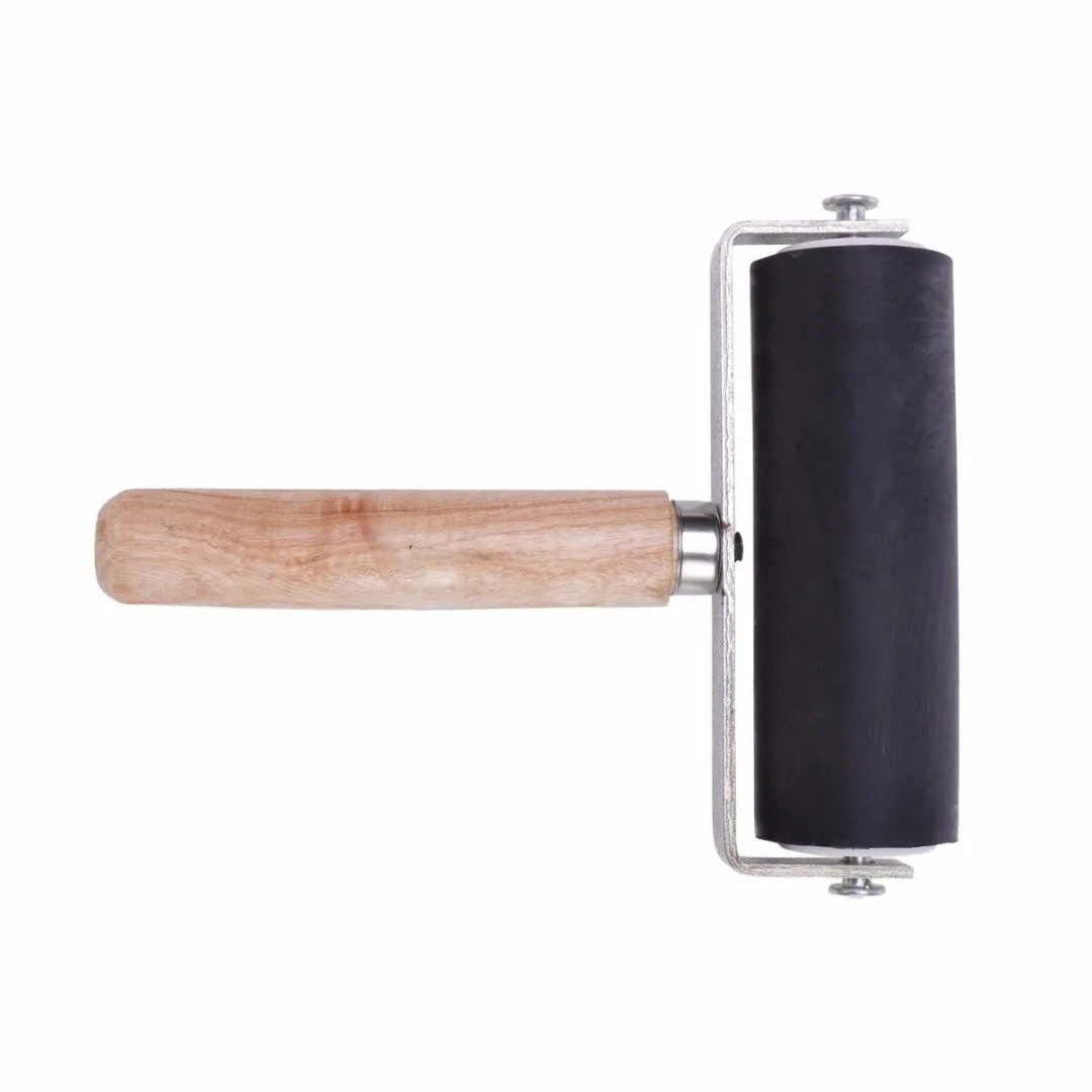 

10cm Black Printing Rubber Roller Heavy Duty Hard Rubber Roller Printing Inks Block Brayer Art Craft Paint Printmaking Tools