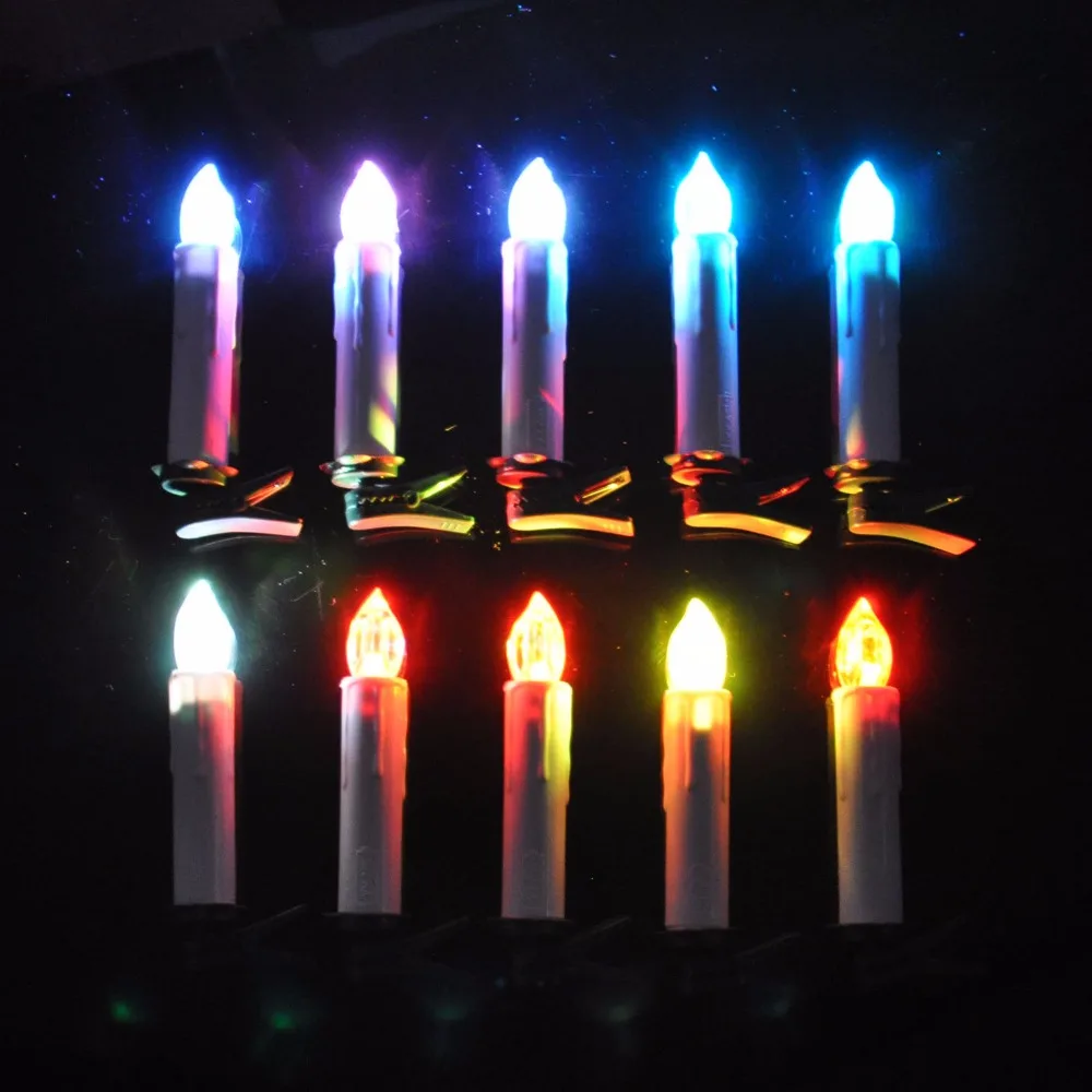 

10pcs Flameless LED Candles Lights Remote Control RGB Color Lights Birthday Candle Wedding Party Christmas Tree Home Decoration