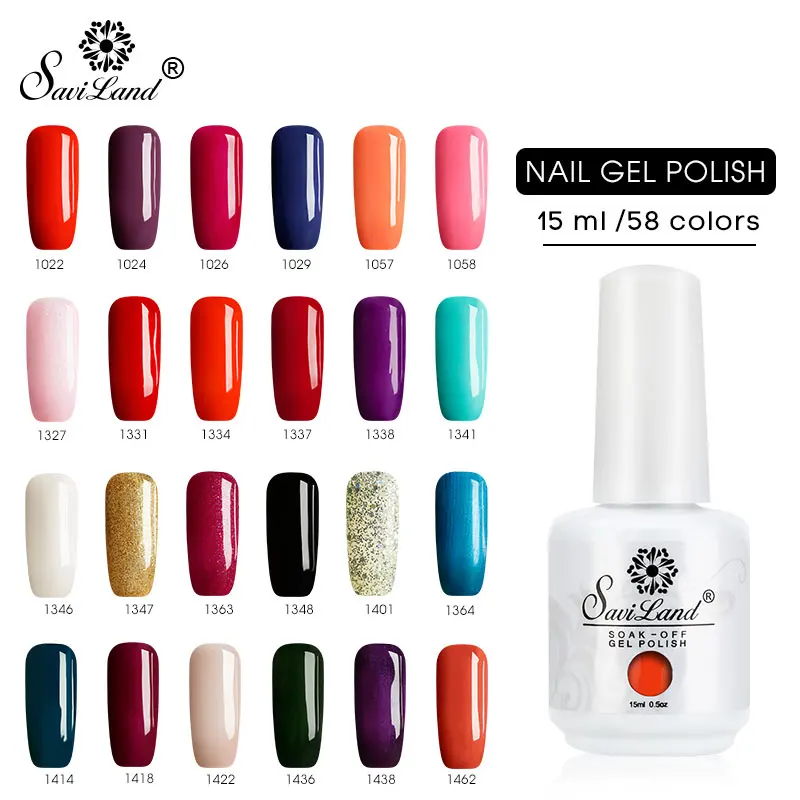 

Saviland 15ml Gel Polish Nail Lacquer Colors Varnish Polygel Builder Gel Long Lasting 58 Colors Top Base Coat Primer Nail Glue