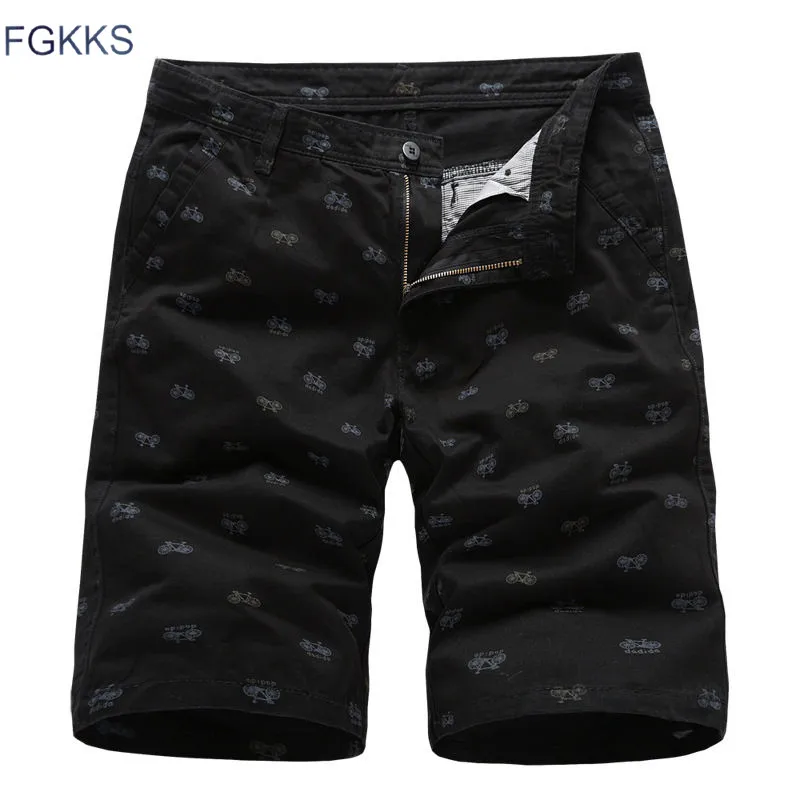 FGKKS Брендовые мужские шорты летние мужские новые модные повседневные мужские шорты Карго с принтом прямые шорты