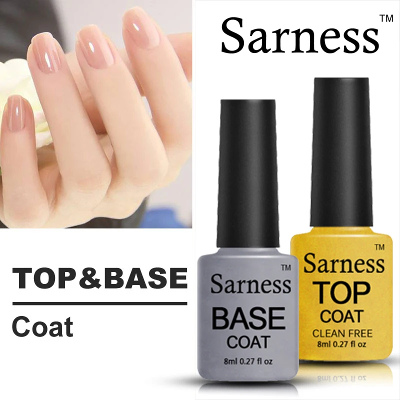 Sarness Base and Top Coat Gel Nail Polish Soak Off Long Lasting UV LED Design of Nails Primer Foundation for Paint | Красота и