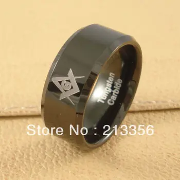 

FREE SHIPPING!USA WHOLESALES CHEAP PRICE BRAZIL RUSSIA CANADA UK HOT SELLING 8MM BEVELED BLACK MASONIC MEN TUNGSTEN WEDDING RING