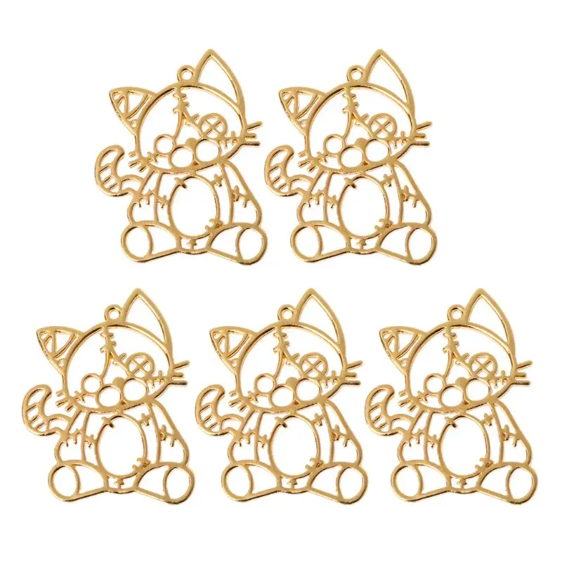 

5Pcs/lot Jewelry Frame Broken Toy Cats Blank Frames Pendants Bezels Setting Resin Jewelry Making Cabochon Setting UV Resin Charm