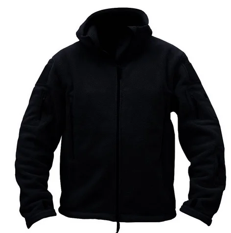 Военная Мужская Флисовая тактическая флисовая куртка для улицы Polartec термальная спортивная куртка с капюшоном Мужское пальто одежда - Цвет: Черный