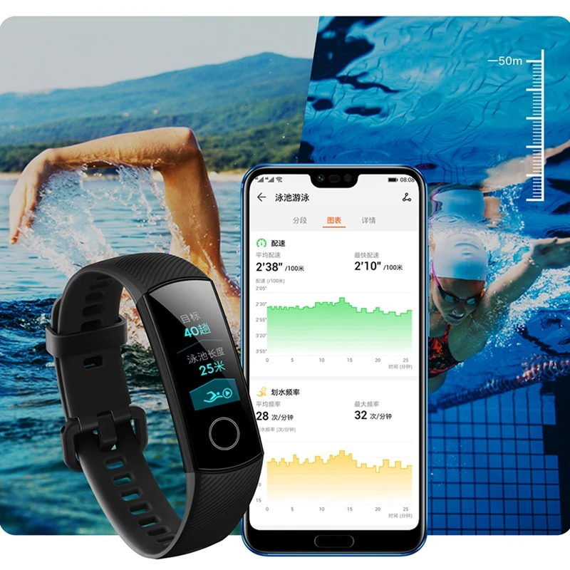 Оригинальный Huawei Honor Band 4 Amoled 0 95 &quotцветной сенсорный экран Смарт браслет с