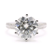TransGems 5 Carat Lab Grown Moissanite Diamond Women Wedding Ring Real Diamond Accents Engagement Band Solid 14K White Gold