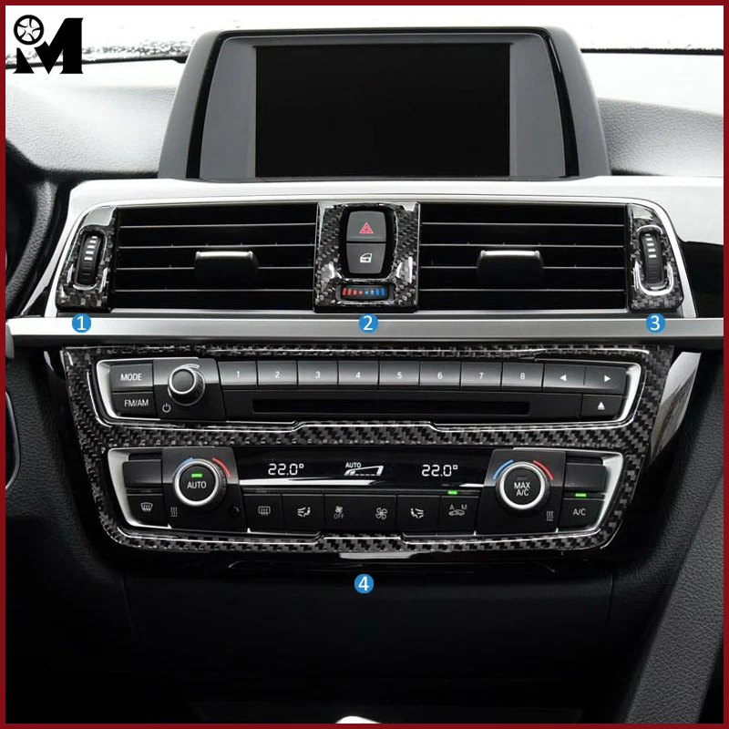 

Carbon Fiber Strip Air Conditioning CD Panel Decorative Cover Trim Auto Interior Accessories Car Styling Sticker for BMW F30 F34