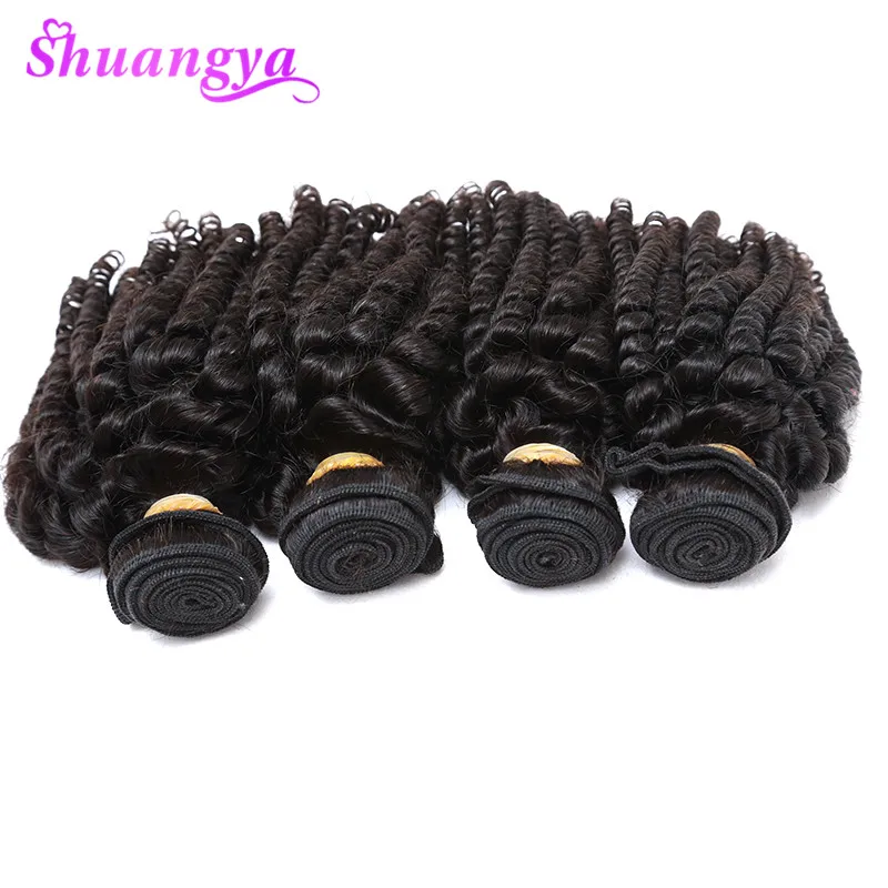 Brazilian Bouncy Curly Hair 4 Bundles Funmi Hair Weaves 100% Human Hair Bundles Shuangya Remy Hair Can Be Dyed And Straightened