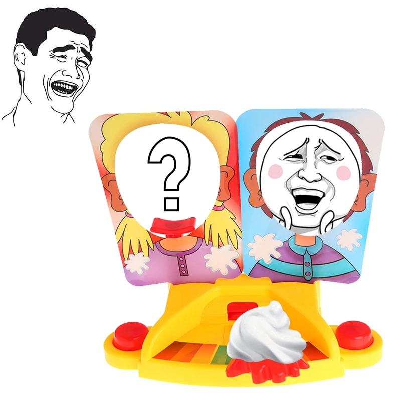 

Free shipping Prank Funny Double Person Toy Cake Cream Pie In The Face Anti Stress Toy for Kid