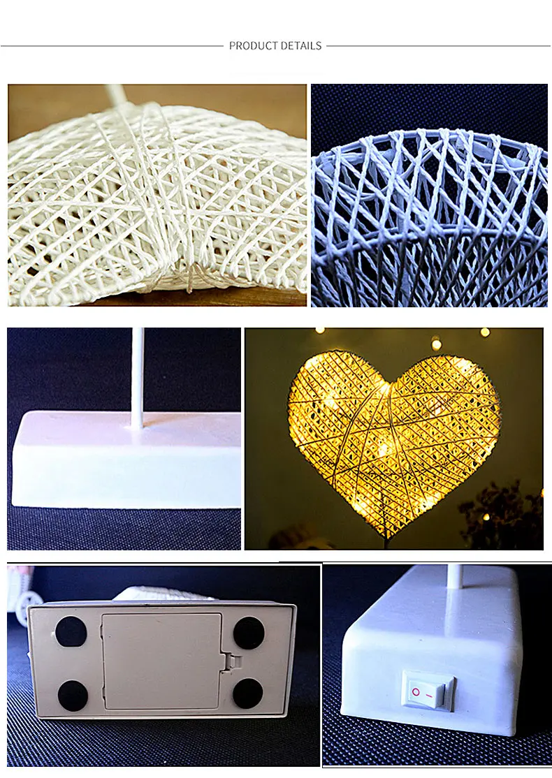 Night Table Lamp Hand-Crafted 40 cm LED Night Light Star Heart Love Shaped Lamp Battery Powered Girls Room Decorative New Year (6)