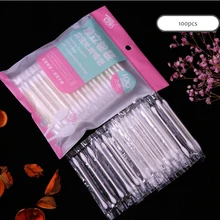100 шт. одноразовые бумажные косметические ватные палочки для путешествий очистка носа для макияжа ватные палочки с индивидуальный полипропиленовый пакет