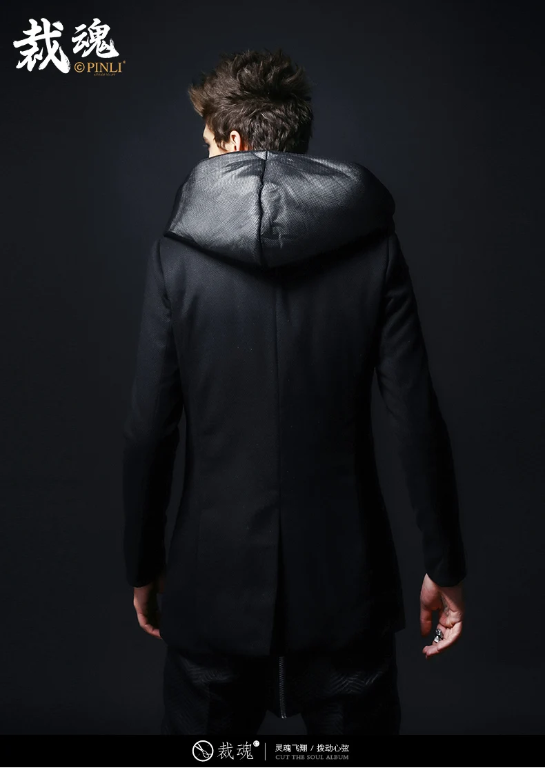 Новая мужская мода повседневная Мужская зимняя трендовая одежда черная стеганая хлопковая куртка с капюшоном пальто N006