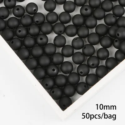 Черные/красные матовые пластиковые круглые бусины 6, 8, 10, 12, 14, 16 мм ABS морозные круглые бусины 15-200 шт для изготовления ювелирных изделий своими руками - Цвет: Black 10mm