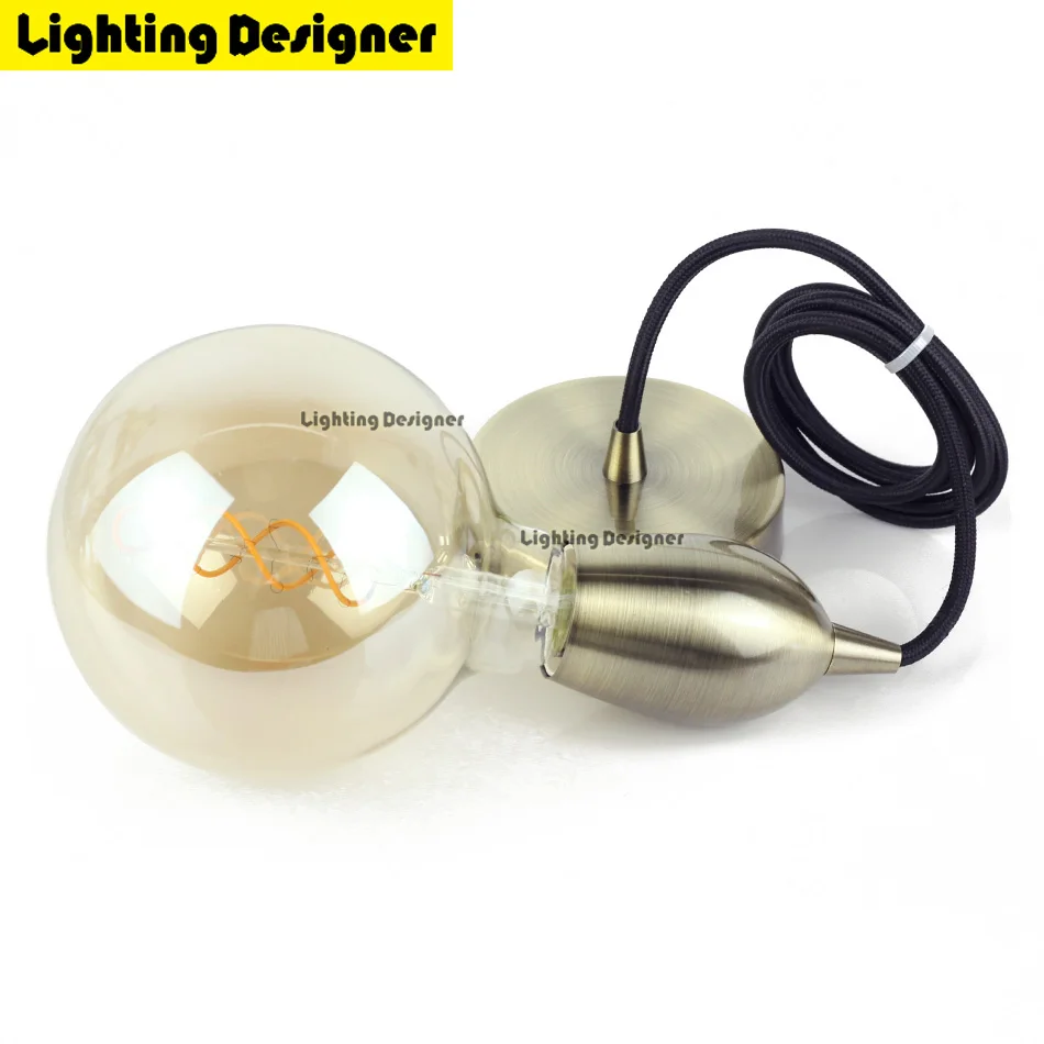 Медный латунный Цвет E27 подвесной светильник держатель лампы 220 В светодиодный лампочка лампа накаливания(Эдисона) светодиодный винтажный Ретро Декор подвесной светильник - Цвет: Bronze and G125