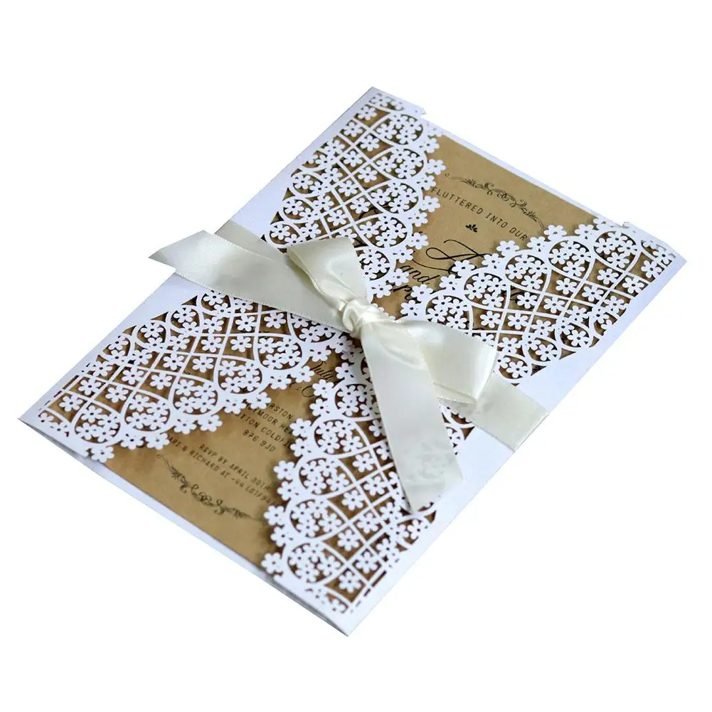  10PCS Butterfly Wedding Invitations Laser Cut European Style Invitations Party Holiday Greeting Car - 33030438038