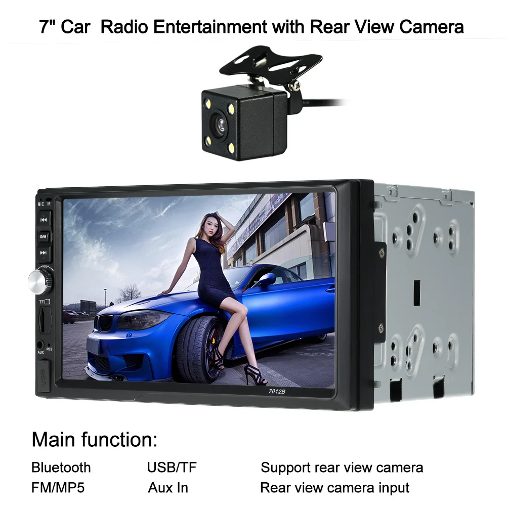 

kkmoon 7" Car Multimedia Radio Player Stereo FM MP5 Audio BT/USB/AUX/TF Auto Electronics In-Dash video with Rear View Camera