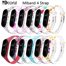 BOORUI новейший mi band 4 ремешок водонепроницаемый силиконовый ремень с цветами mi band 4 аксессуары сменный ремешок для xiaomi mi 4