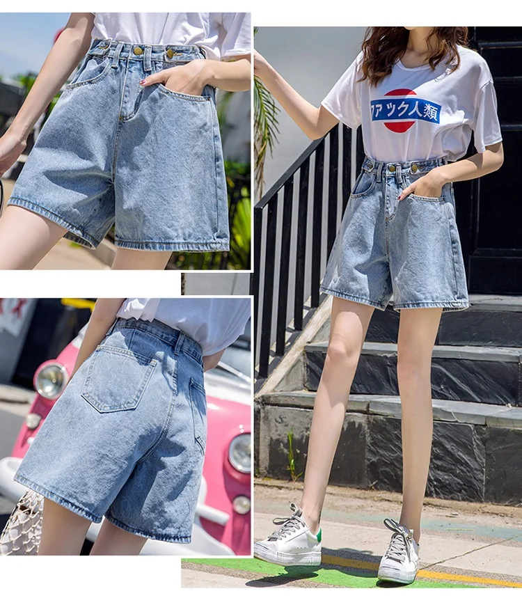 Женские винтажные джинсовые шорты Streamgirl, летние джинсовые шорты с высокой талией, женские широкие шорты для женщин, винтажные джинсовые шорты