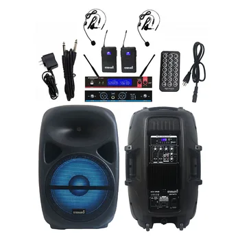 

STARAUDIO 15" Powered 2500W Active PA DJ Audio Disco Stage KTV Karaoke RGB Light Speaker 2CH UHF Wireless Headset Mic SCS-15RGB