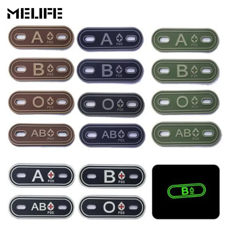 

2 Pcs Hunting accessories 3D PVC A+ B+ AB+ O+ Positive Blood Type Group Patches Tactical Military Rubber Badges for Bag Shoes