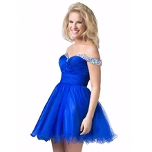 Heiße Cocktail Kleider Royal Blue Robe cocktail 2017 Eine Linie Schulterfrei Nach Maß Cocktail Formale Kleider Perlen Party Kleider