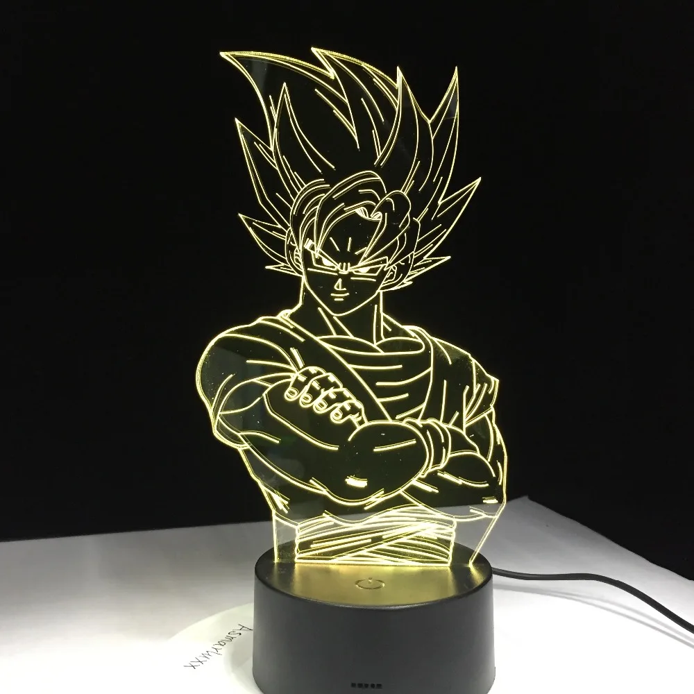 Для детей Dragon Ball Z Vegeta Супер Saiyan светодиодный светильник супер Сон Гоку светодиодный настольный светильник с сенсорным пультом дистанционного управления 3D светодиодный светильник