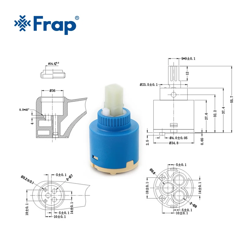 Frap 35mm Ceramic Cartridge Faucet Cartridge Mixer Torque Spindle Free Rotation Flat Base Faucet Accessories F51