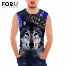 FORUDESIGNS/ 3D животное волк шаблон майка мужская майка Бодибилдинг нательная футболка для фитнеса мужская рубашка