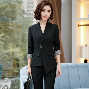 

Customized new fashion trend women's women's asymmetric suit two-piece suit (jacket + pants) women's business formal suit