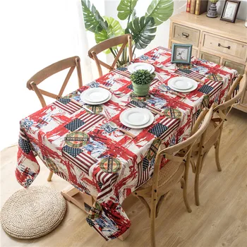 

Full cotton double warp double latitude thick canvas printing retro rice flag tea several cloth table cloth
